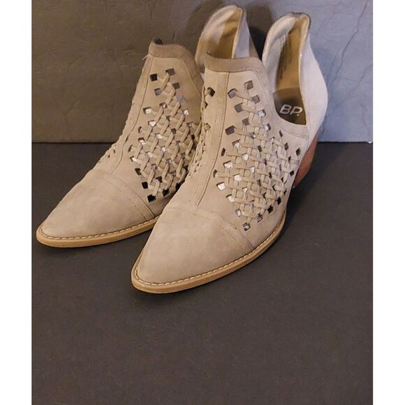 bp Shoes - BP Perry Perforated D'Orsay‎ Bootie Gray Suede Womens size 8M See Pictures #449